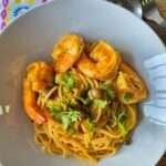 Tom yum prawn spaghetti